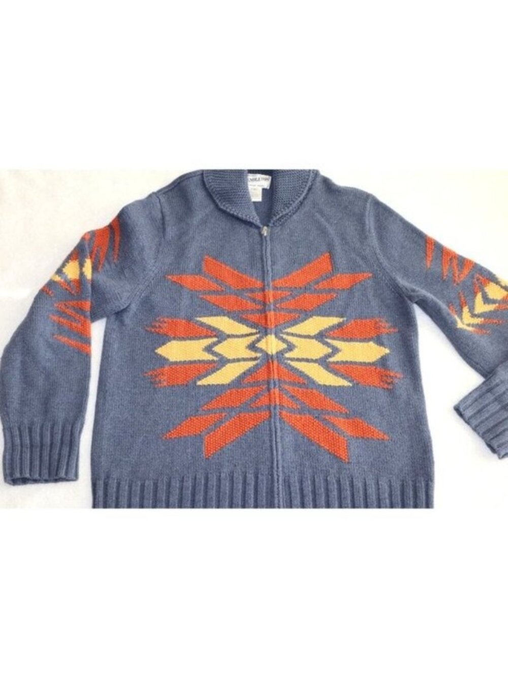 Pure Pendleton Desert Print Heavy Cotton Zip Front Sweater Jacket Size L Western